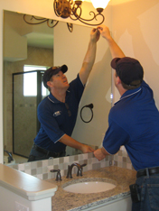 replacing bathroom mirror