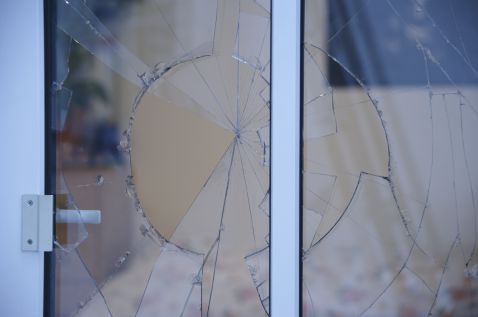 Broken or cracked window glass