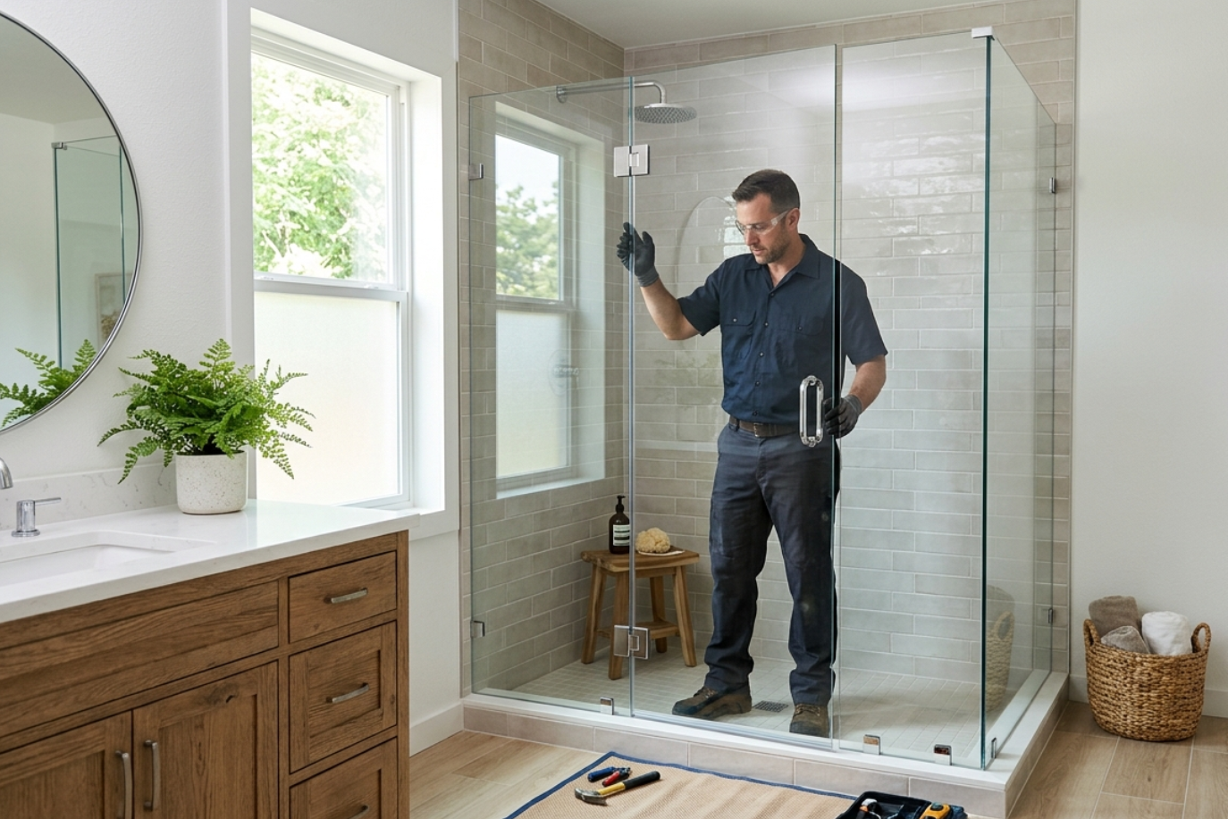 frameless glass shower door installation